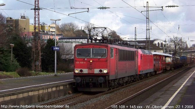 Monat 02 :155 108 + 145 xxx durcheilen den Bahnhof W. Oberbarmen am 22.1.2008