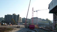 17.09.14 - Blick ber den gesperrten Parkplatz. Der rsprnglich Fotopunkt befand sich auf Hhe des Baggers