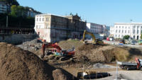 02.09.14 - Die alte Rampe zur Baugrube wird jetzt abgetragen.