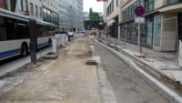 23.08.13 - Die ersten Bordsteine sind gesetzt.  Wall - Ecke Herzogstrae