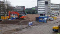 09.01.15 - Im ex Busbahnhof lagert nun ein groer Berg von Sand.