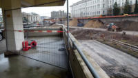 27.02.15 -  Diese Parkpltzeim  Sparkassen-Parkhaus wurden wegen des Brckenabriss gesperrt.