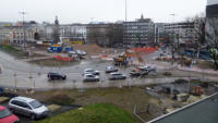 14.01.15 - Der alte Busbahnhof wird als Lagerflche genutzt. Auf der Kreuzung Dppersberg werden Versorgungsleitungen gelegt.