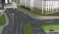 Blick in die Zukunft. So soll es 2018 Aussehen.Rechts mndet die Bahnhofstr. in die Bundesallee.