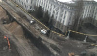 07.02.15 -  Die Gaspipeline ist fertig. Webcamblick vom Sparkassenhochhaus.