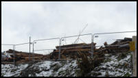 16.02.2021 - Der Rückbau geht weiter. Hier wird das Holz erstmal gesammelt.