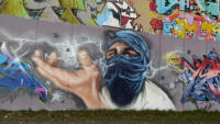 Detailaufnahme von der Sprayerwand an der Briller Strae. 