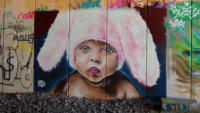 Detailaufnahme von der Sprayerwand an der Briller Strae. 