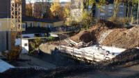 03.11.2015 - Blick von der Trasse auf die Brckenbaustelle.