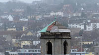 27.01.2018 - Blick zur Gemarker Kirche. Das Dach wurde vom Sturm Friederike heftig zerlegt.