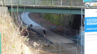 22.01.14 - Hier endet die Trasse knftig. Bist zum Berg. Plateau ist der Fuweg an der Strae zu benutzen, da die Trasse hier bereits bebaut worden ist.