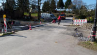 Umbau Bahnbergang Nchstebreck auf 1 Autospur.