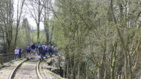 08.04.2018 - Zugang Grundstrae - Die 5 Draisinen in Fahrrichtung Wichlinghausen